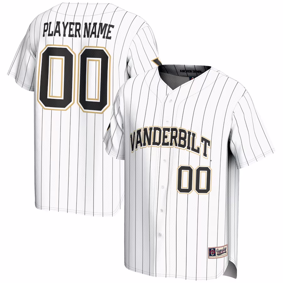 Vanderbilt Commodores GameDay Greats Youth NIL Pick-A-Player Lightweight Baseball Jersey - White - Jersey