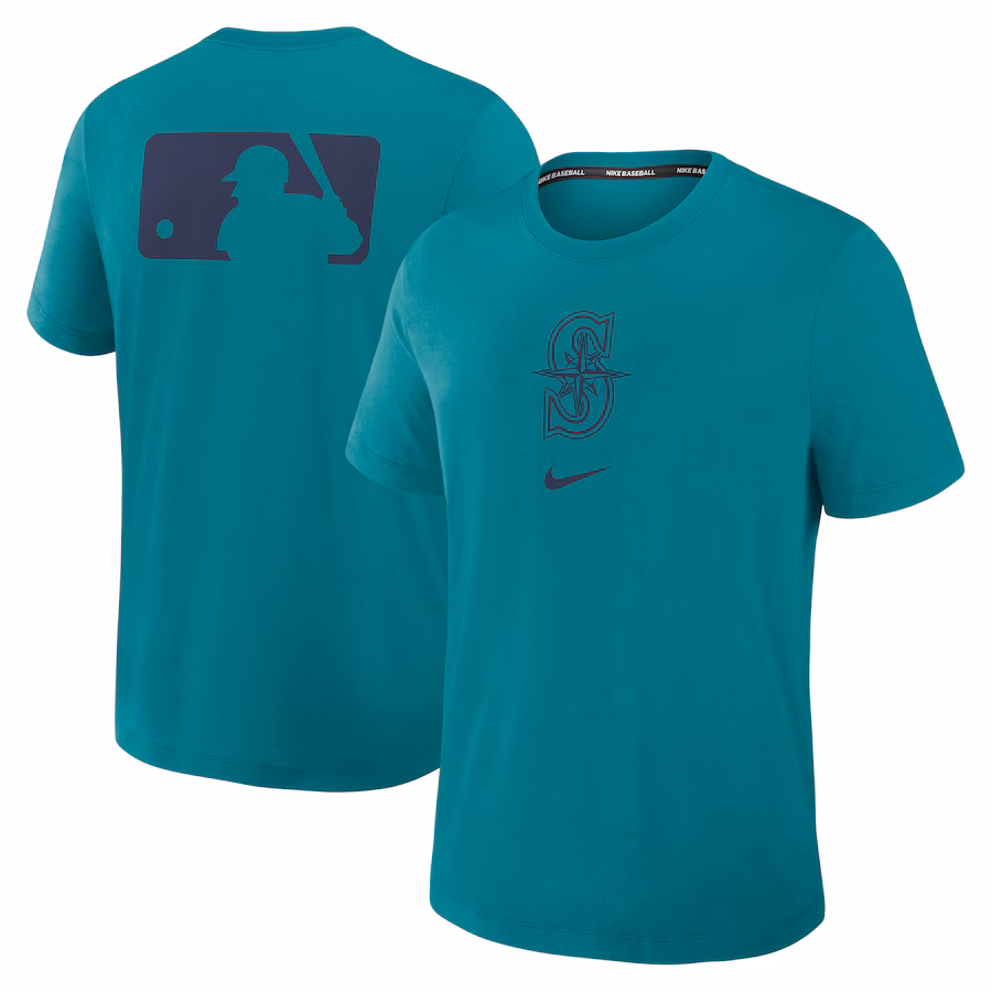Men's Seattle Mariners Nike Aqua Authentic Collection Early Work Tri-Blend Performance T-Shirt - Jersey