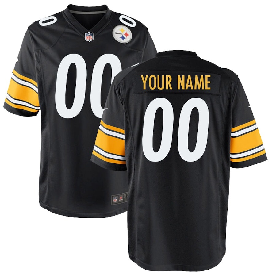 Youth Pittsburgh Steelers Nike Black Custom Game Jersey - Jersey