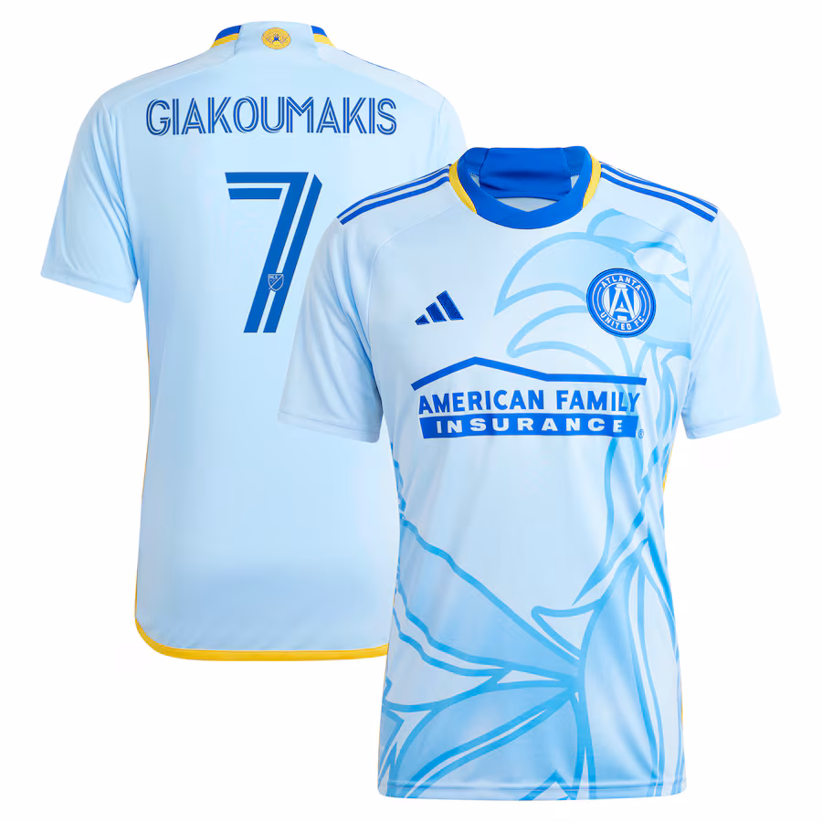 Men's Atlanta United FC Giorgos Giakoumakis adidas Light Blue 2024 The Resurgens Kit Replica Player Jersey - Jersey