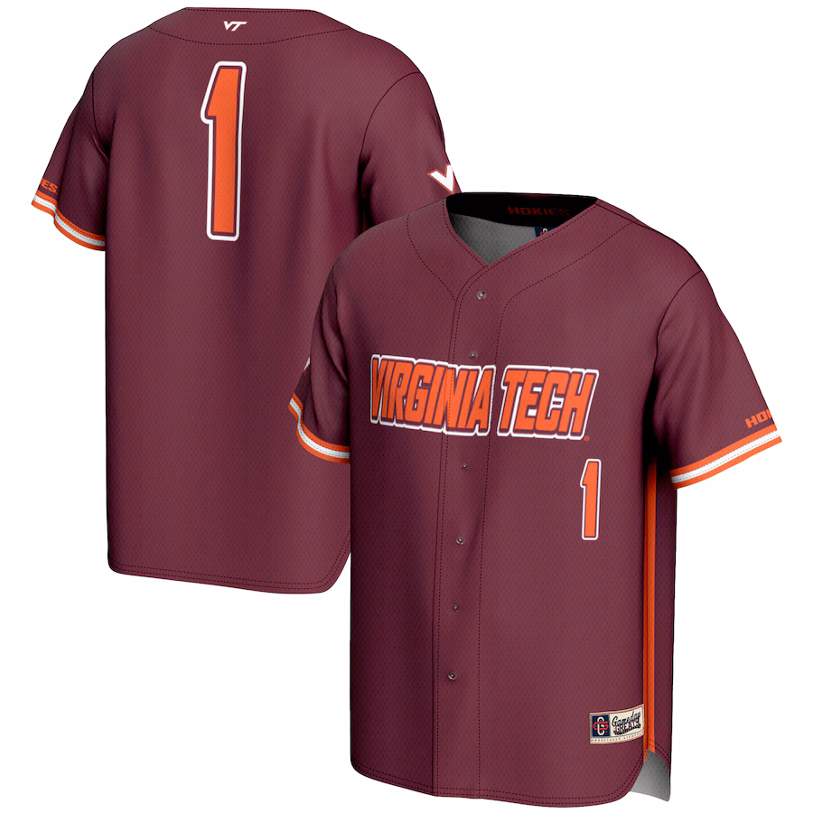 Men's GameDay Greats #1 Maroon Virginia Tech Hokies Lightweight Baseball Fashion Jersey - Jersey