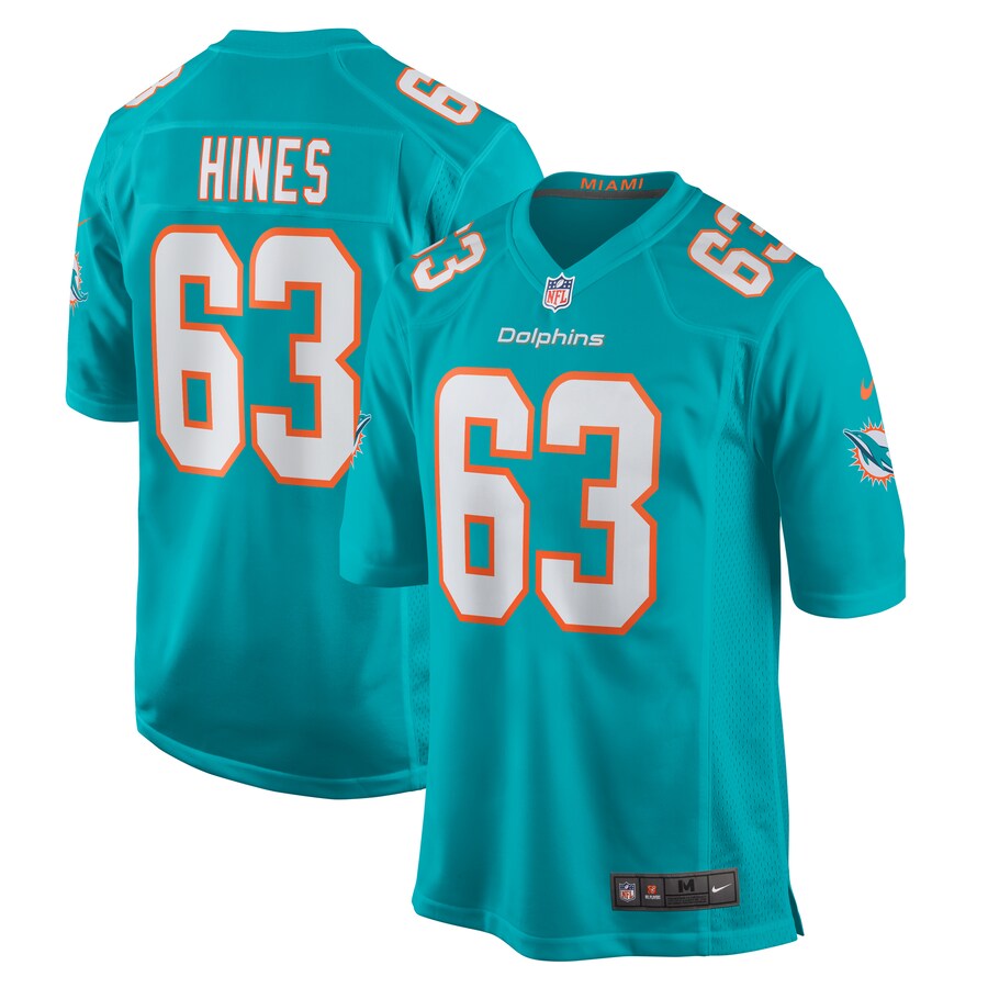 Men's Miami Dolphins Chasen Hines Nike  Aqua Team Game Jersey - Jersey