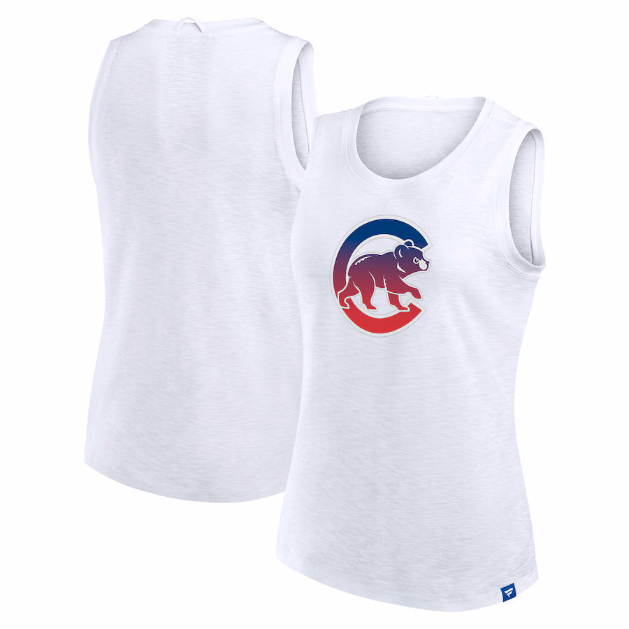 Women's Chicago Cubs Fanatics White Activate Slub Tank Top - Jersey