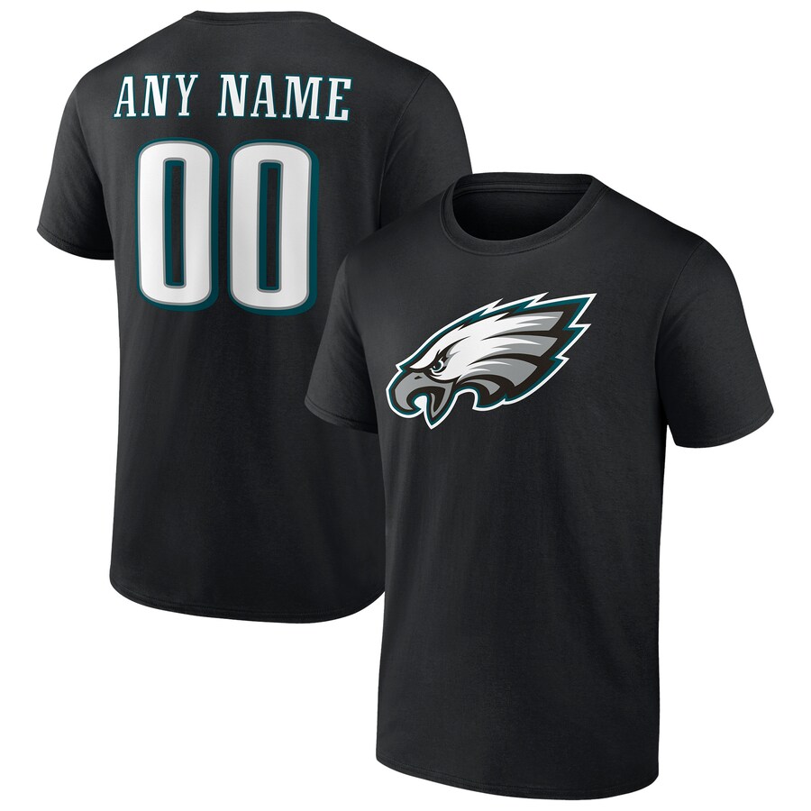Men's Philadelphia Eagles Black Team Authentic Personalized Name & Number T-Shirt - Jersey