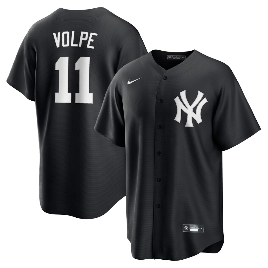 Men's New York Yankees Anthony Volpe Nike Black Lights Out Replica Player Jersey - Jersey
