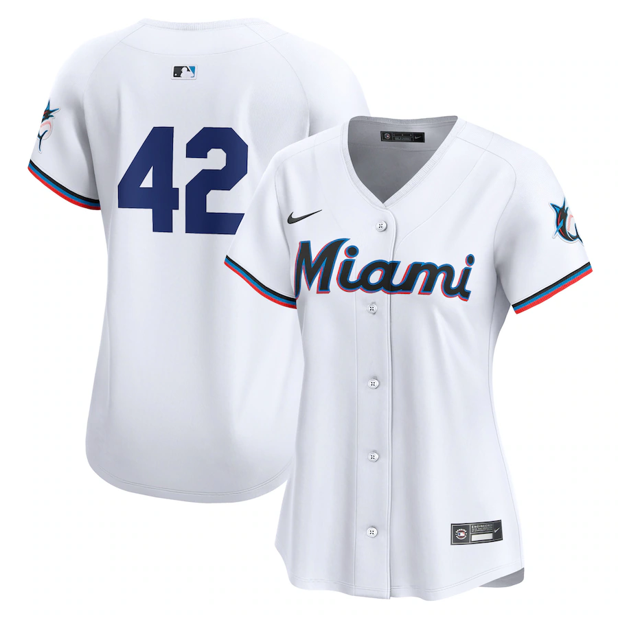 Women's Miami Marlins  Nike White 2024 Jackie Robinson Day Home Limited Jersey - Jersey