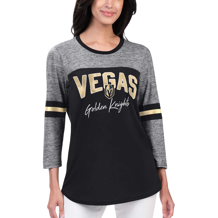 Women's Vegas Golden Knights G-III 4Her by Carl Banks Black Play The Game 3/4-Sleeve T-Shirt - Jersey
