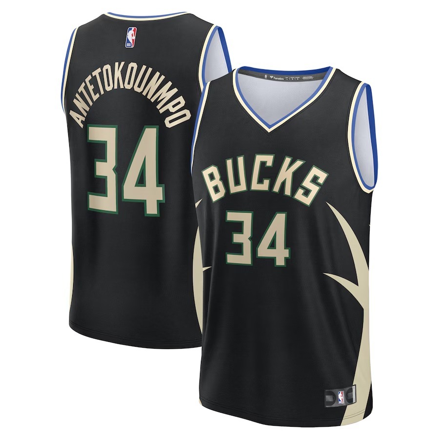 Youth Milwaukee Bucks Giannis Antetokounmpo Fanatics Black Fast Break Replica Player Jersey - Statement Edition - Jersey