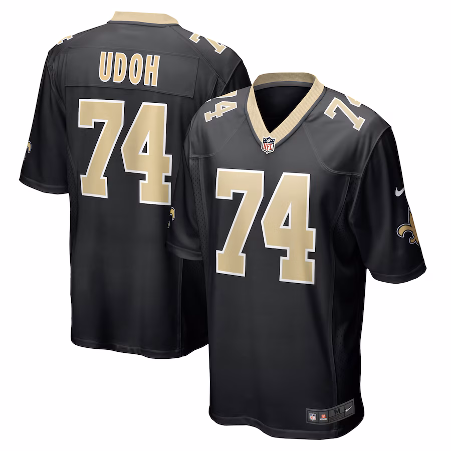 Men's New Orleans Saints Olisaemeka Udoh Nike Black Game Jersey - Jersey