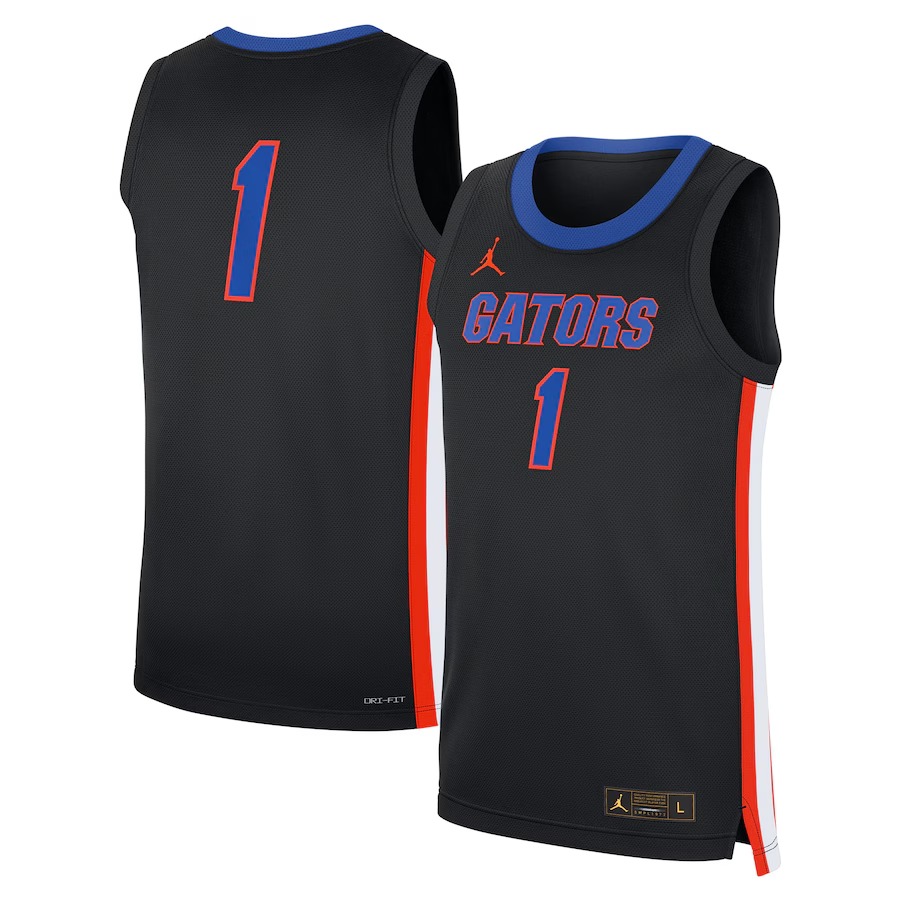 Men's Jordan Brand #1 Black Florida Gators Alternate Replica Jersey - Jersey