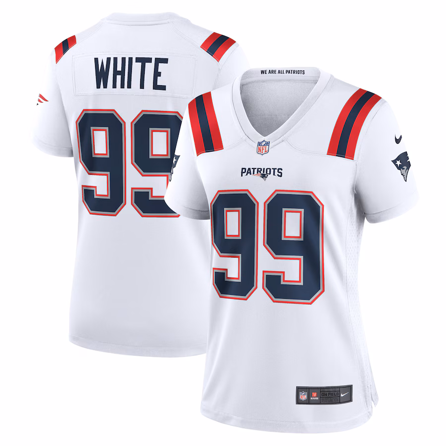 Women's New England Patriots Keion White Nike  White  Game Jersey - Jersey