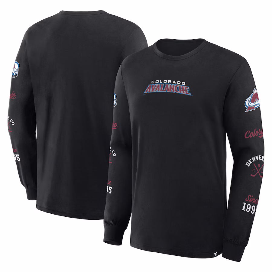 Men's Colorado Avalanche Fanatics Black Boxed In Legacy Long Sleeve T-Shirt - Jersey