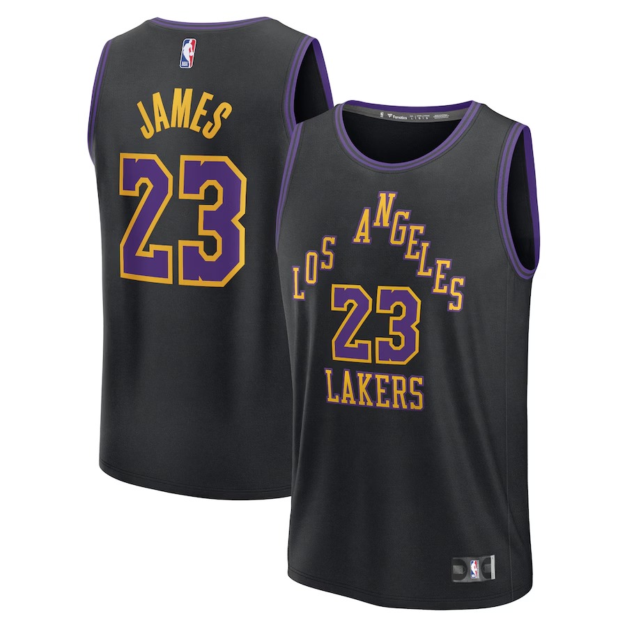 Men's Los Angeles Lakers LeBron James Fanatics Black Fast Break Jersey - City Edition - Jersey