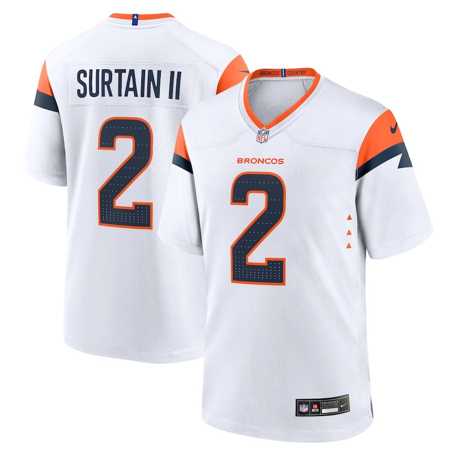 Men's Denver Broncos Patrick Surtain II Nike White Game Jersey - Jersey