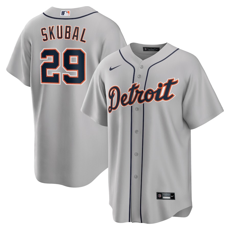 Men's Detroit Tigers Tarik Skubal Nike Gray Road Replica Jersey - Jersey