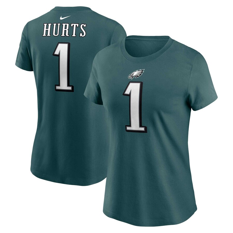 Women's Philadelphia Eagles Jalen Hurts Nike Midnight Green Player Name & Number T-Shirt - Jersey