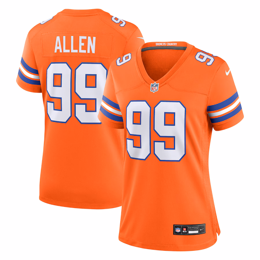 Women's Denver Broncos Zach Allen Nike Orange Mile High Collection 1977 Throwback Player Game Jersey - Jersey