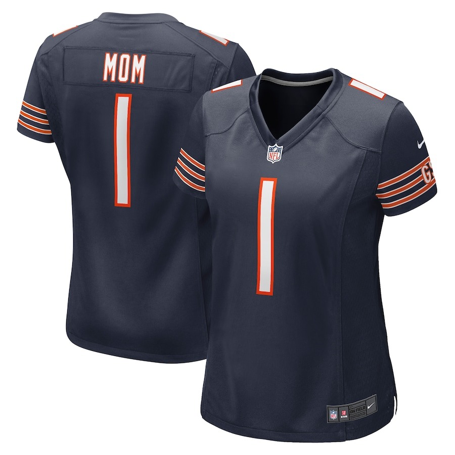 Women's Chicago Bears Number 1 Mom Nike Navy Game Jersey - Jersey