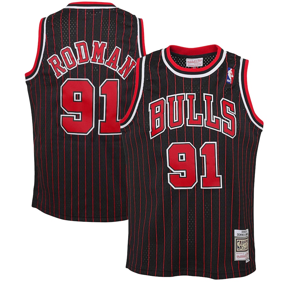 Youth Chicago Bulls Dennis Rodman Mitchell & Ness Black 1995/96 Hardwood Classics Swingman Jersey - Jersey