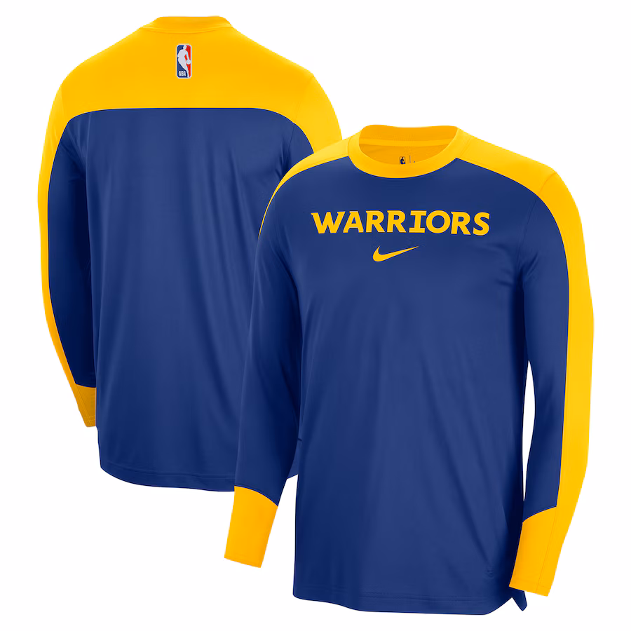 Men's Golden State Warriors Nike Royal 2024/25 Authentic Pre-Game Legend Long Sleeve Shooting Shirt - Jersey