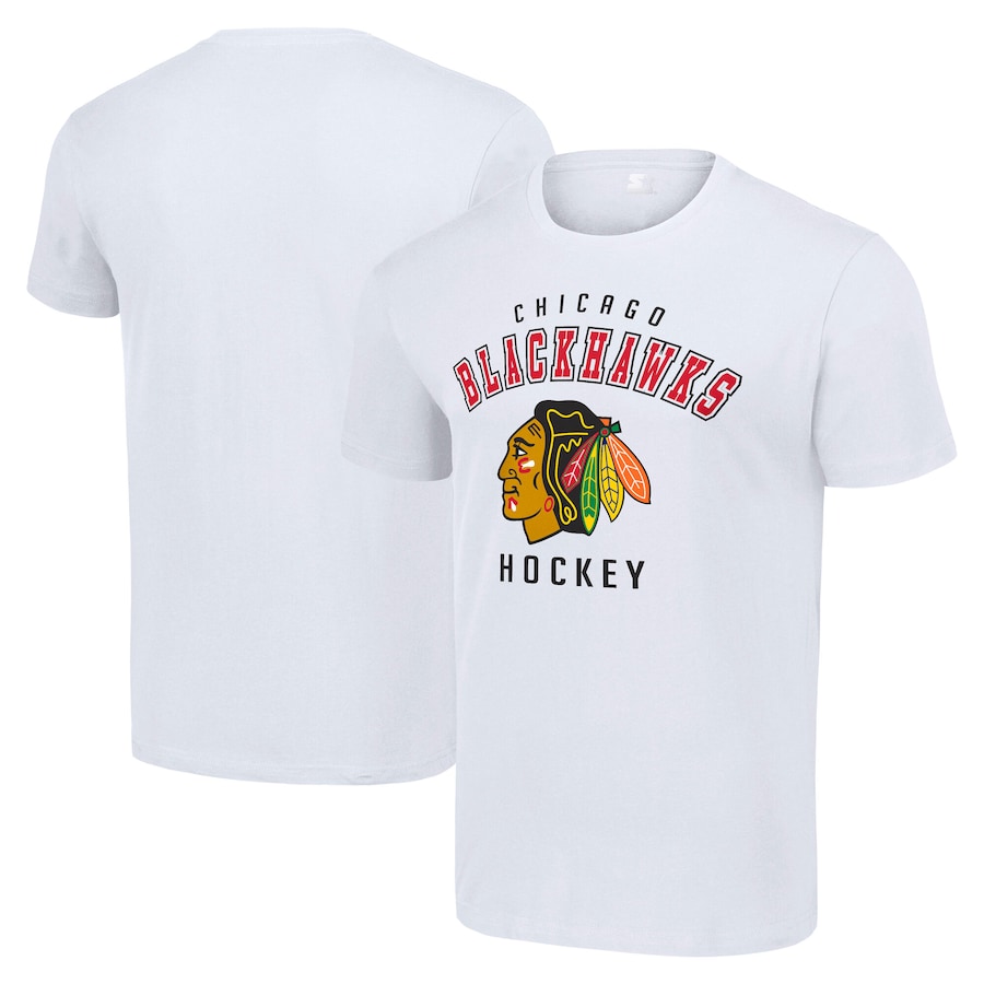 Men's Chicago Blackhawks Starter White Logo T-Shirt - Jersey