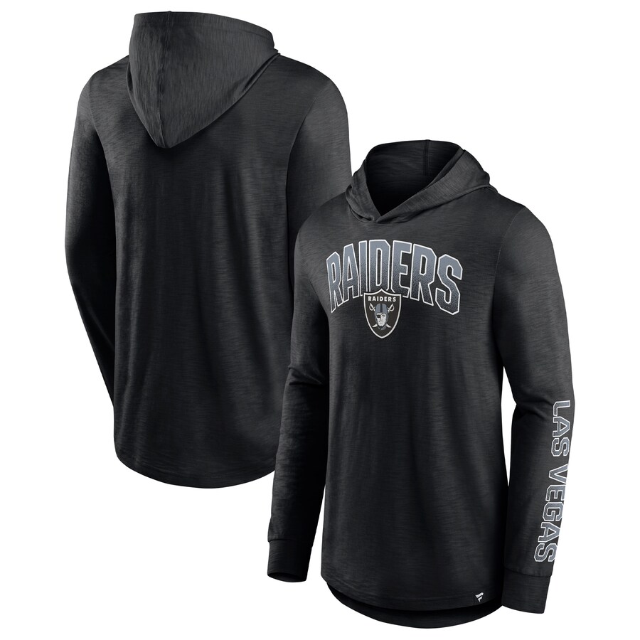 Men's Las Vegas Raiders Fanatics Black Front Runner Long Sleeve Hooded T-Shirt - Jersey