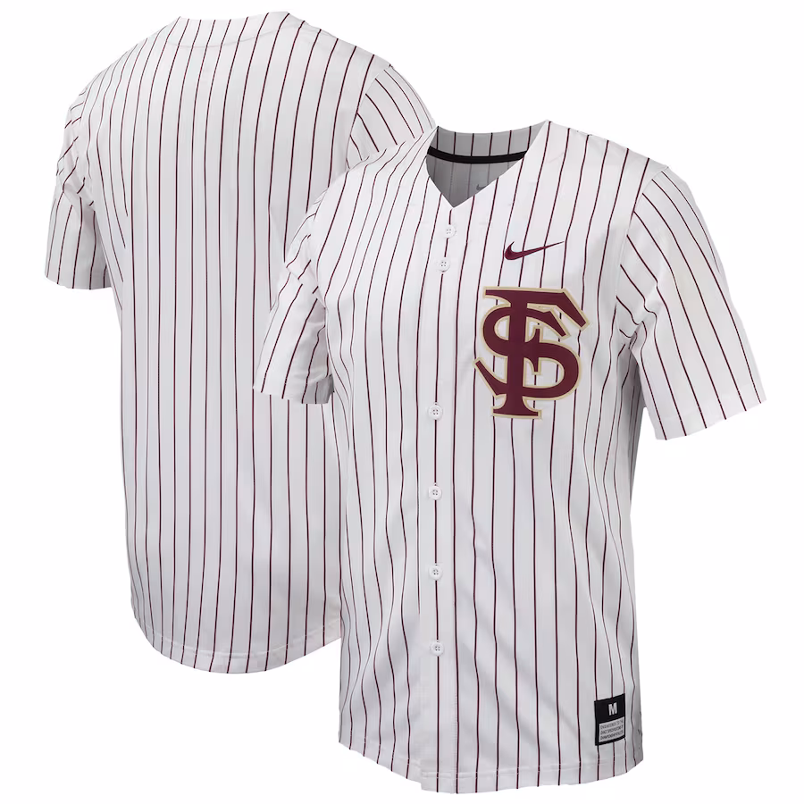 Florida State Seminoles Nike Pinstripe Replica Full-Button Baseball Jersey - White/Garnet - Jersey