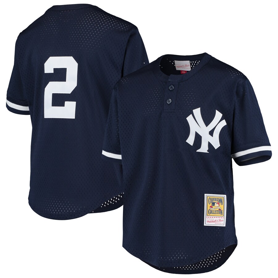 Youth New York Yankees Derek Jeter Mitchell & Ness Navy Cooperstown Collection Mesh Batting Practice Jersey - Jersey