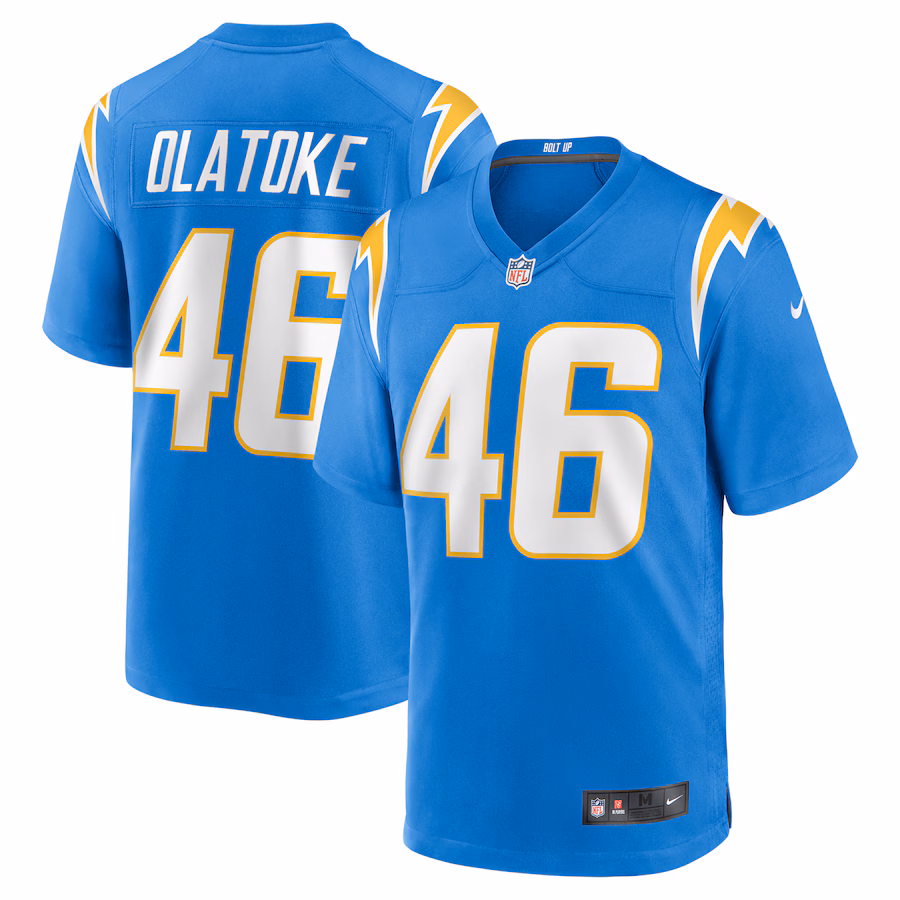 Men's Los Angeles Chargers Praise Olatoke Nike  Powder Blue Team Game Jersey - Jersey
