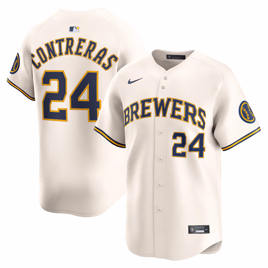 Men's Milwaukee Brewers William Contreras Nike Cream Alternate Limited Player Jersey - Jersey