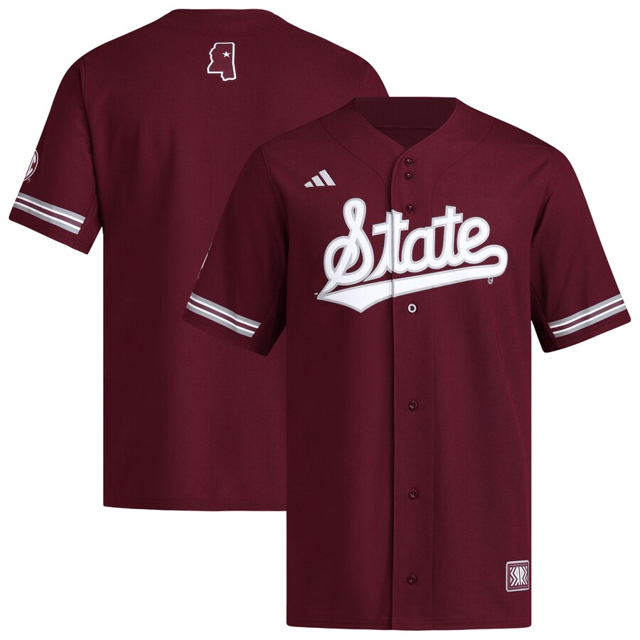 Men's adidas  Maroon Mississippi State Bulldogs Reversible Retro Full-Button Baseball Jersey - Jersey