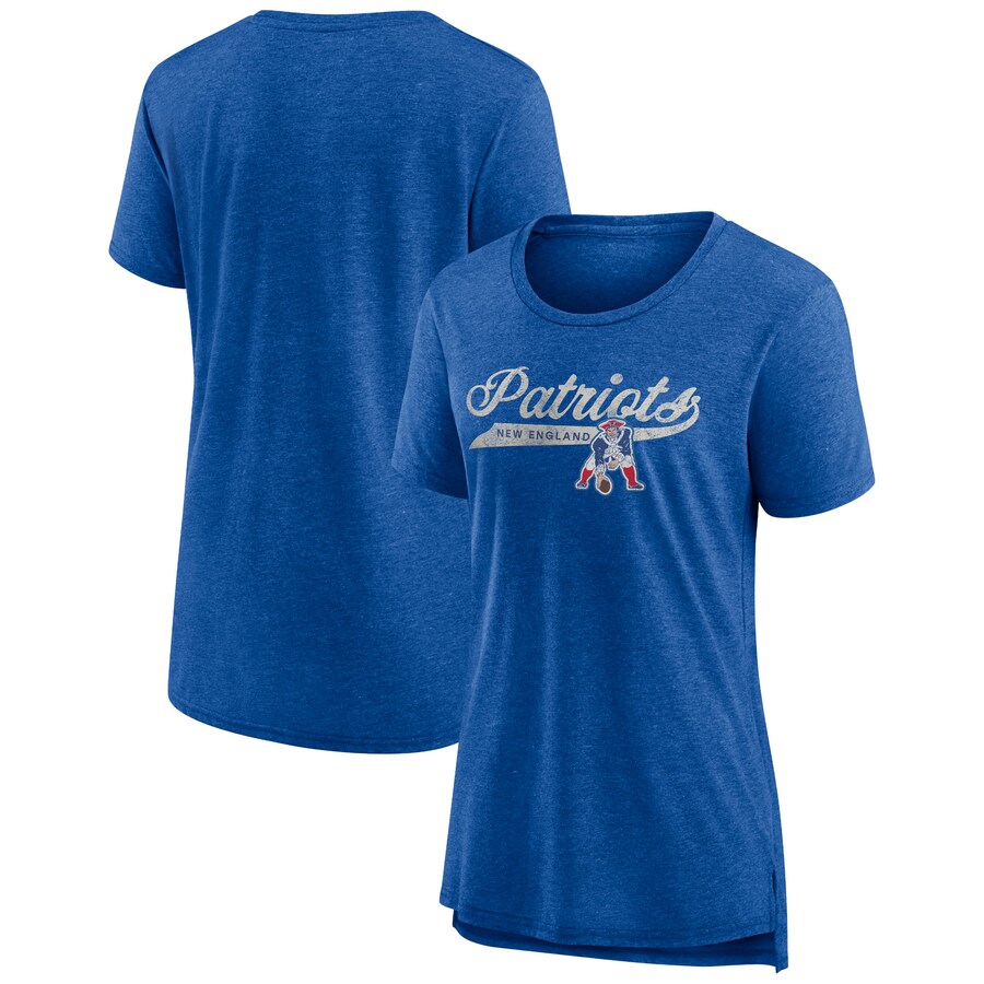 Women's New England Patriots Fanatics Heather Royal Original Play Tri-Blend T-Shirt - Jersey