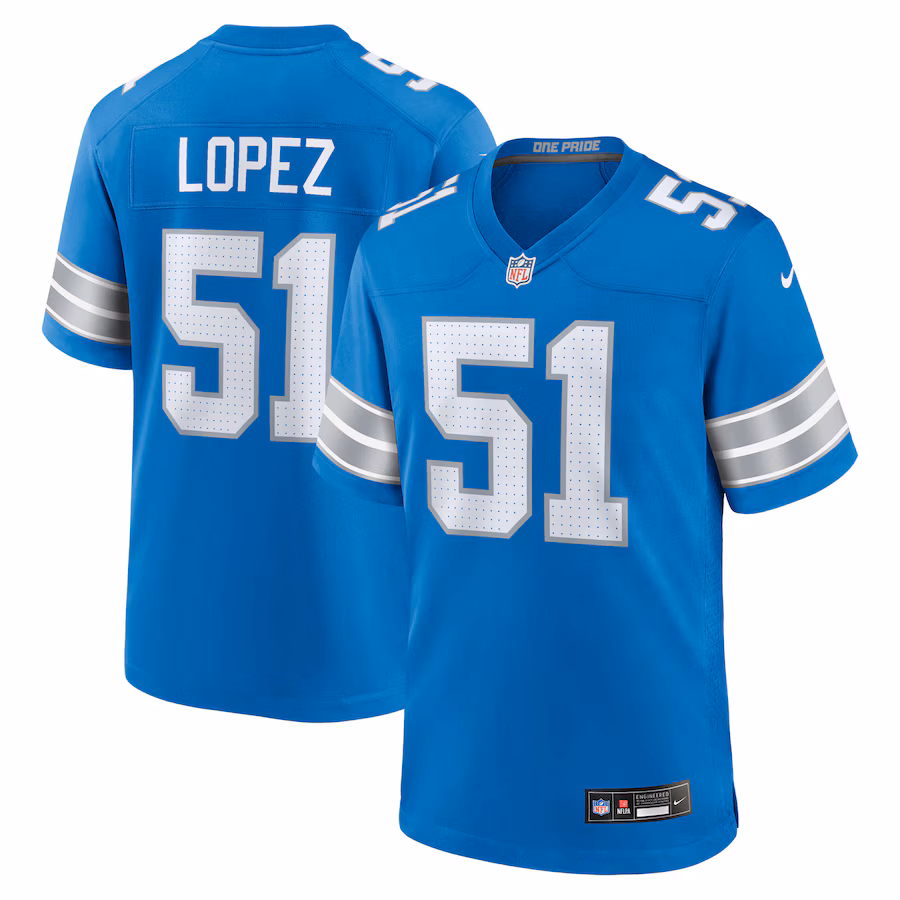 Men's Detroit Lions Roy Lopez Nike Blue Team Game Jersey - Jersey