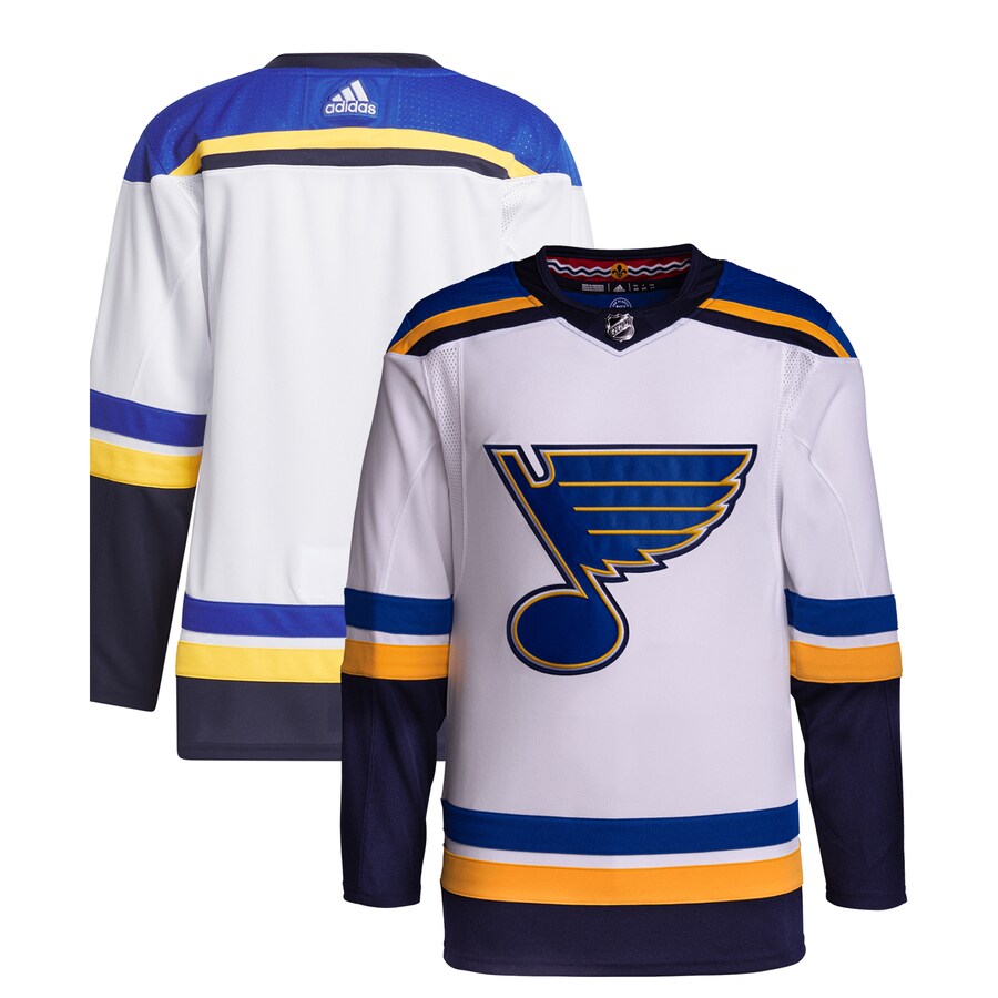 Men's St. Louis Blues  adidas White Away Primegreen Authentic Pro Jersey - Jersey