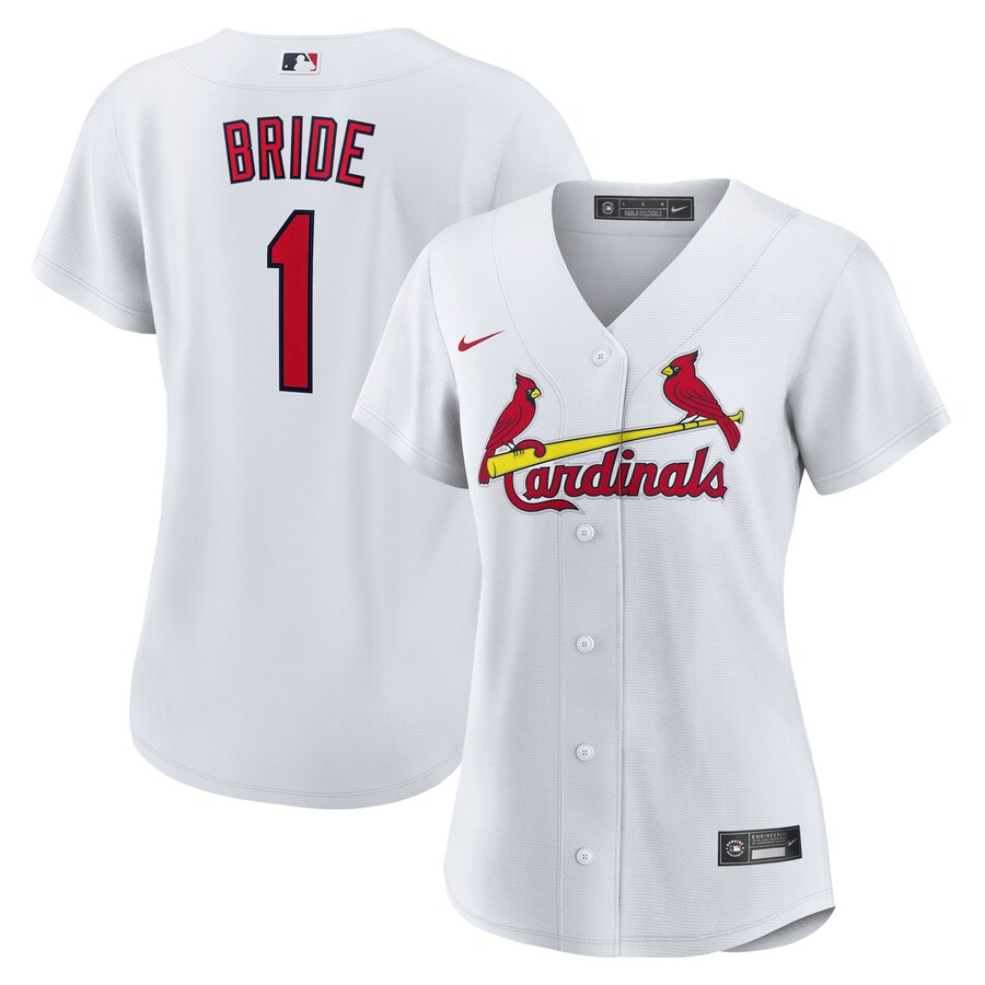 Women's St. Louis Cardinals Nike White #1 Bride Home Replica Jersey - Jersey