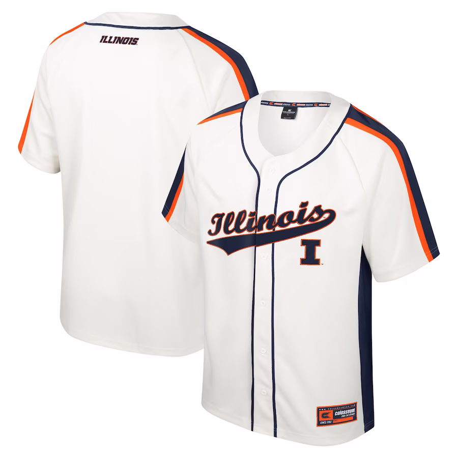 Illinois Fighting Illini Colosseum Ruth Button-Up Baseball Jersey - Cream - Jersey