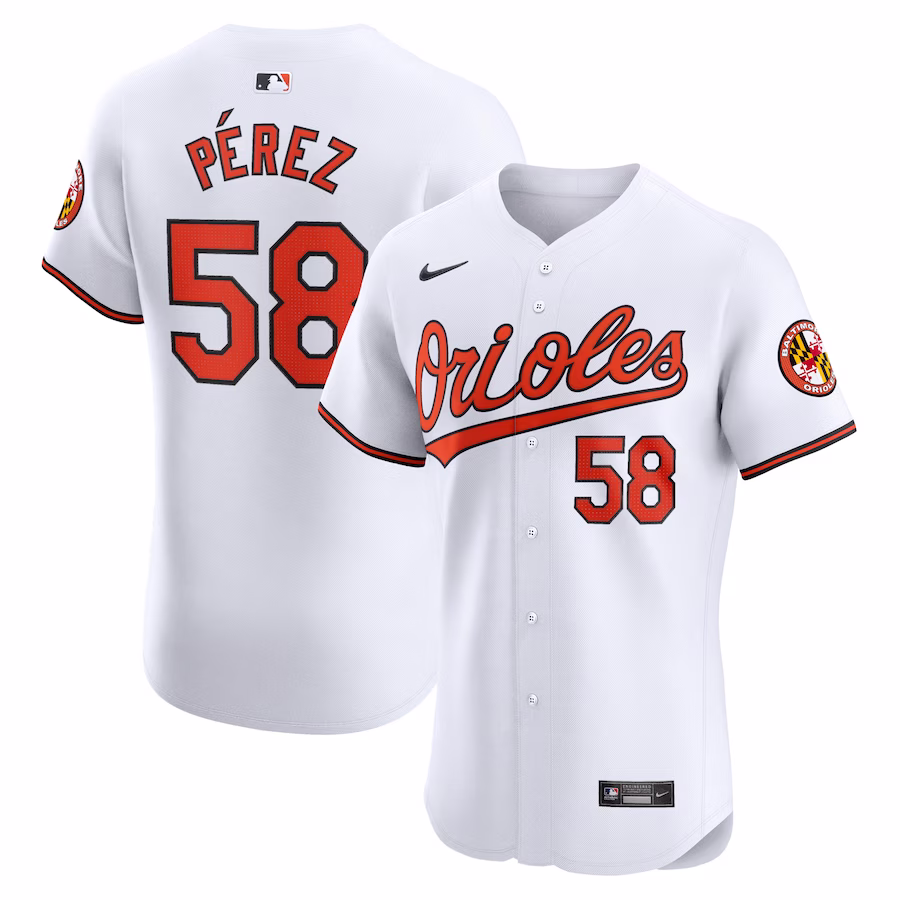 Men's Baltimore Orioles Cionel Perez Nike White Home Elite Player Jersey - Jersey