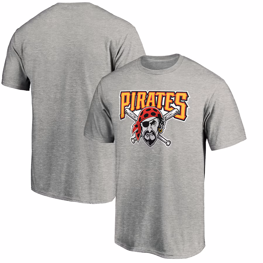 Men's Pittsburgh Pirates Heathered Gray Cooperstown Collection Huntington Logo T-Shirt - Jersey