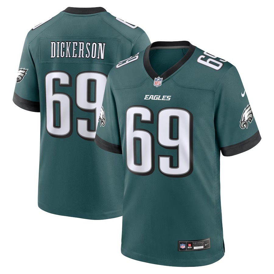 Men's Philadelphia Eagles Landon Dickerson Nike Midnight Green Team Game Jersey - Jersey