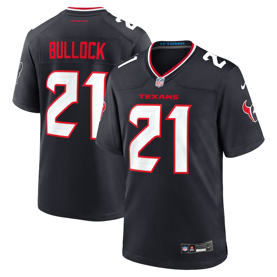 Men's Houston Texans Calen Bullock Nike Navy Team Game Jersey - Jersey