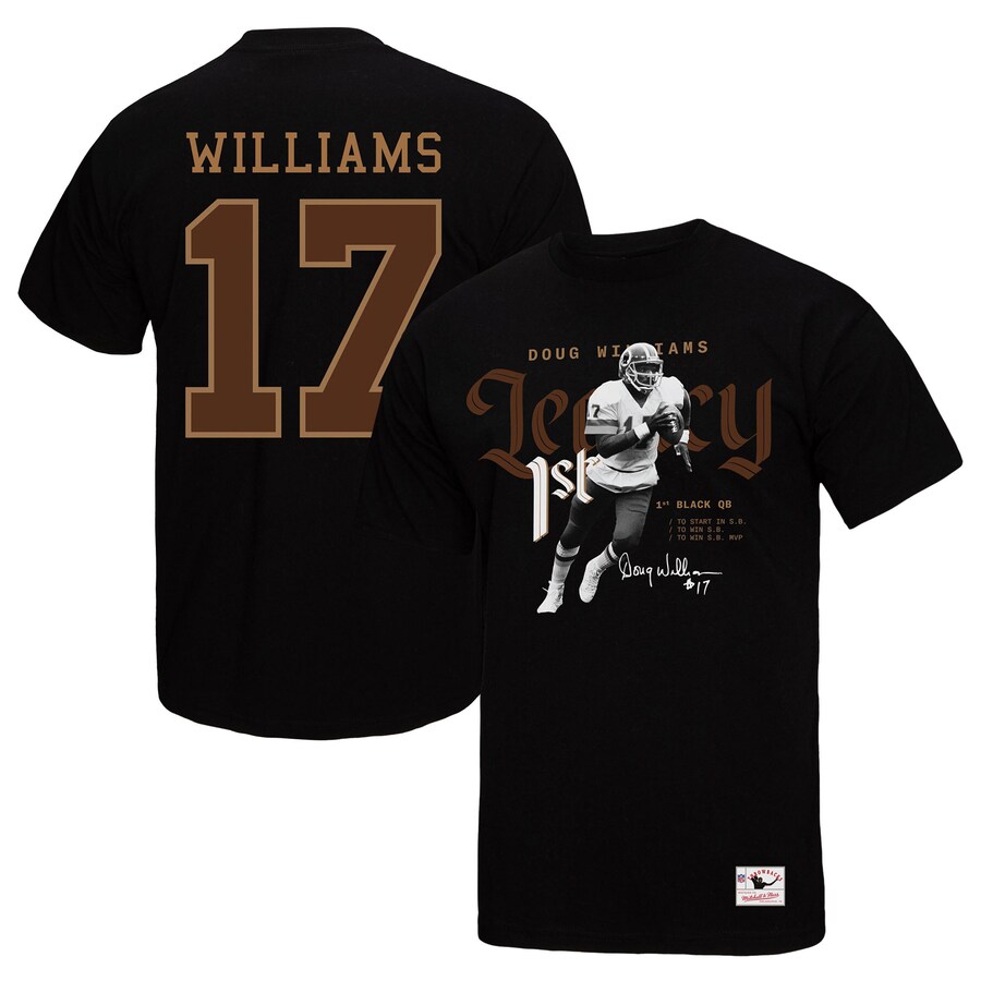 Men's Washington Commanders Doug Williams Mitchell & Ness Black Legacy Graphic T-Shirt - Jersey