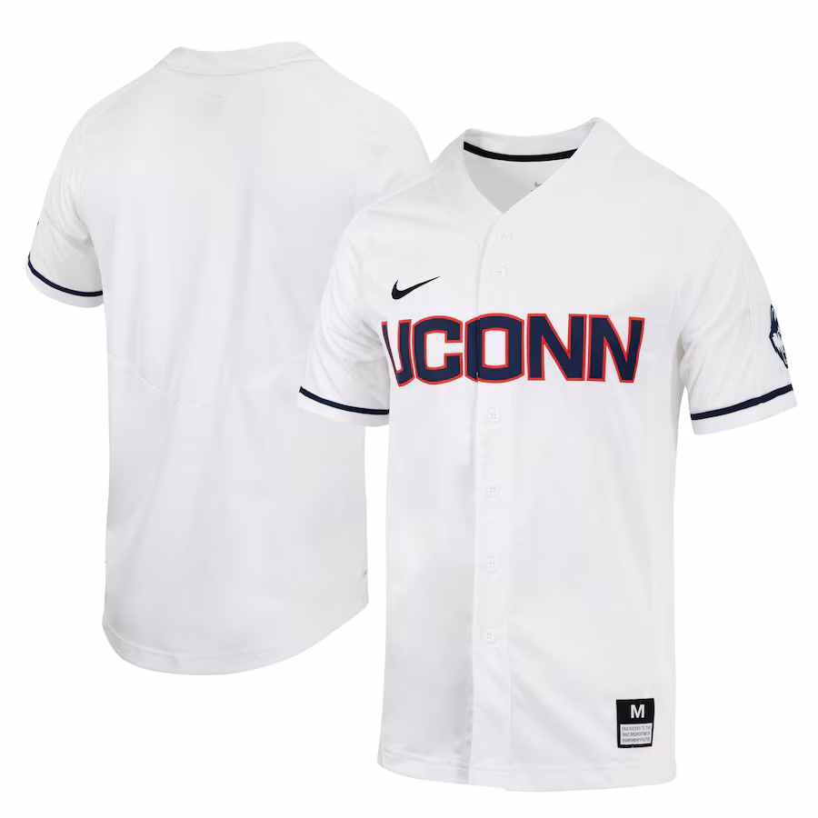 Men's Nike White UConn Huskies Replica Full-Button Baseball Jersey - Jersey