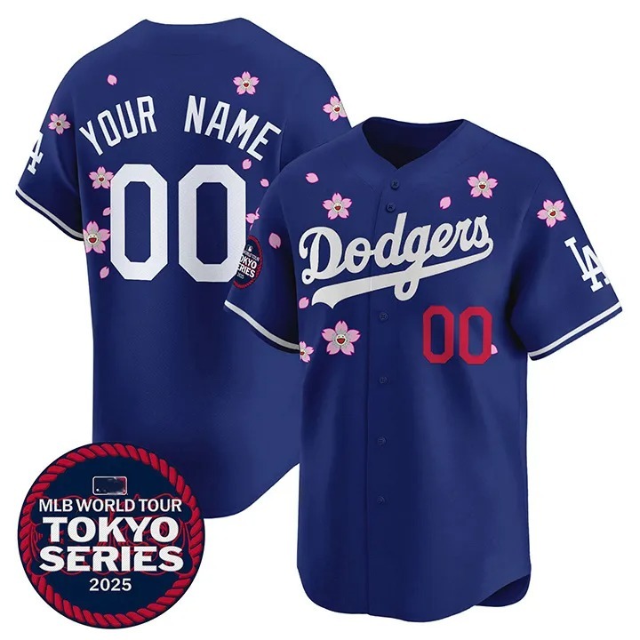 复制Nike x Takashi Murakami x MLB World Tour Tokyo Series 2025 Dodgers Tokyo Home Custom Jersey - Jersey