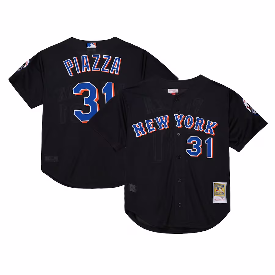 Men's New York Mets Mike Piazza Mitchell & Ness Black Cooperstown Collection 2000 Batting Practice Jersey - Jersey