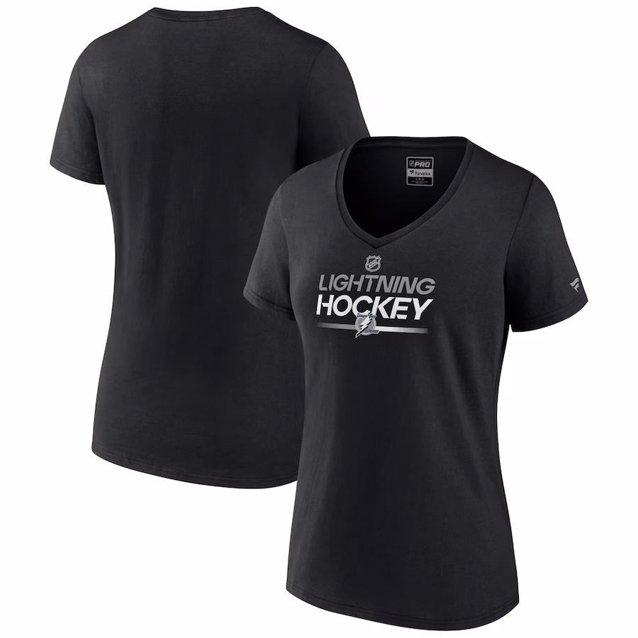 Women's Tampa Bay Lightning Fanatics Black Alternate Wordmark V-Neck T-Shirt - Jersey
