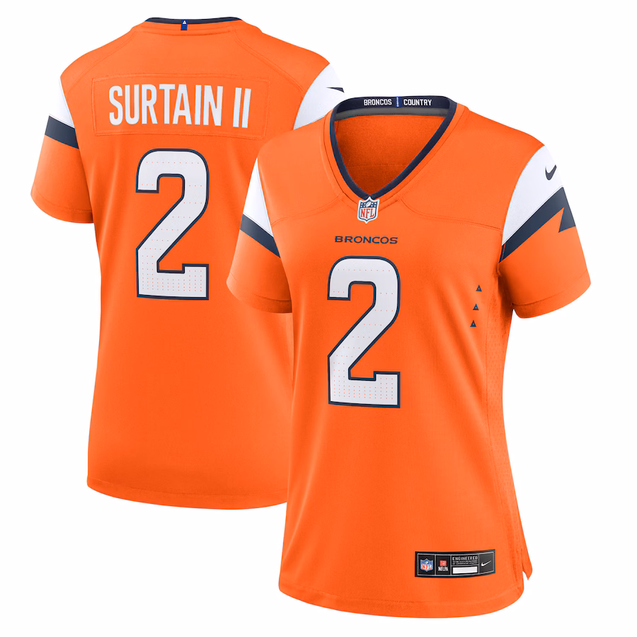 Women's Denver Broncos Patrick Surtain II Nike Orange Mile High Collection Game Jersey - Jersey