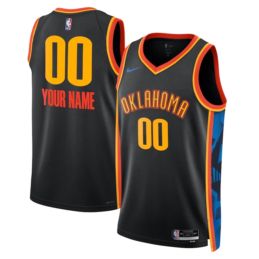 Unisex Oklahoma City Thunder Nike Black 2024/25 Custom Swingman Jersey - City Edition - Jersey