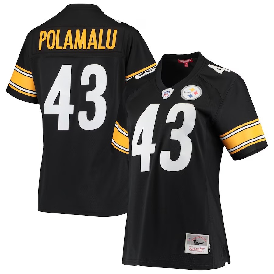 Women's Pittsburgh Steelers Troy Polamalu Mitchell & Ness Black Legacy Replica Team Jersey - Jersey