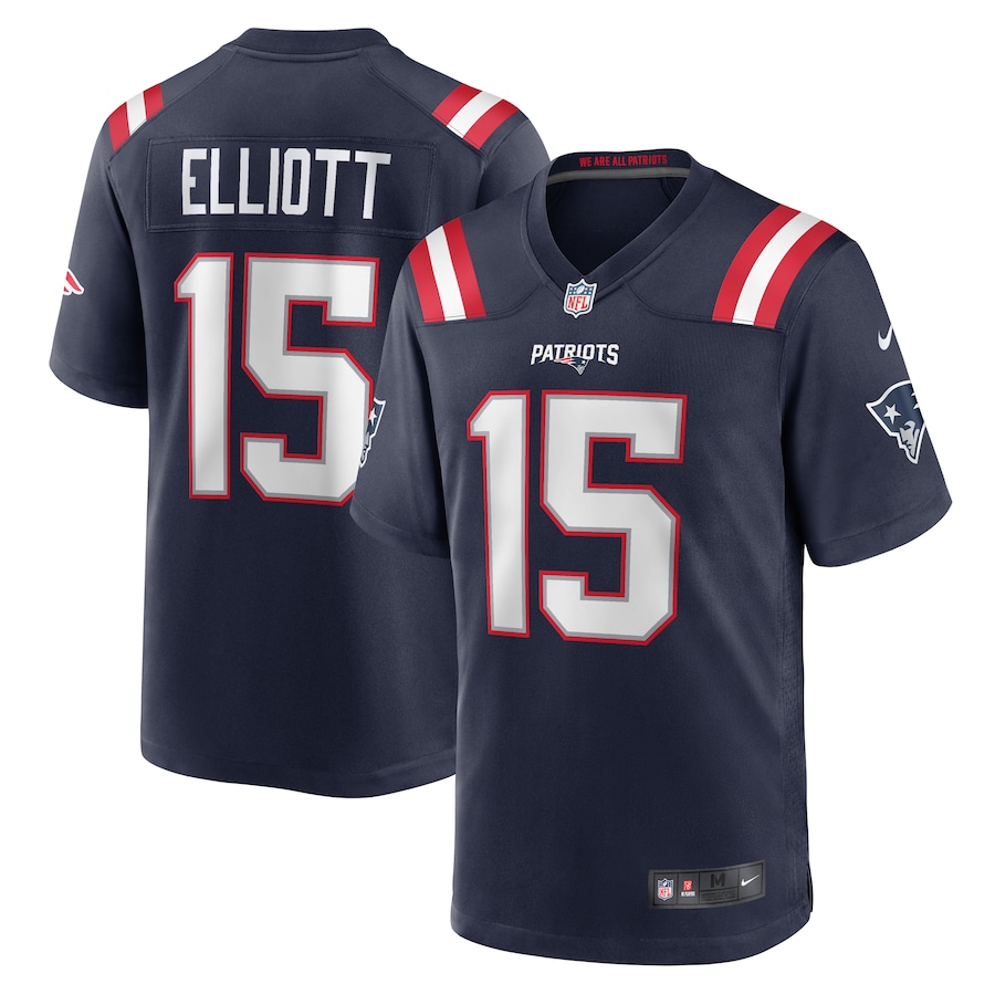 Men's New England Patriots Ezekiel Elliott Nike Navy Game Player Jersey - Jersey