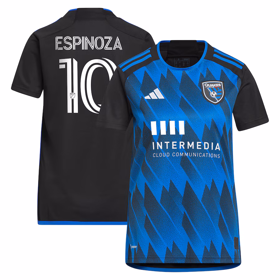 Women's San Jose Earthquakes Cristian Espinoza adidas Blue 2023 Active Fault Jersey Replica Jersey - Jersey